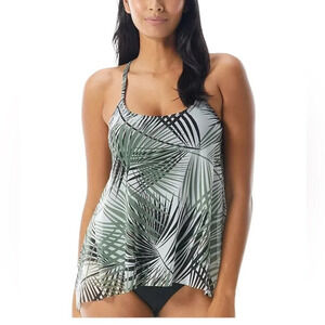 Coco Reef Endless Summer Palm Mesh Layer Underwire Tankini Top Swimsuit Size 32C
